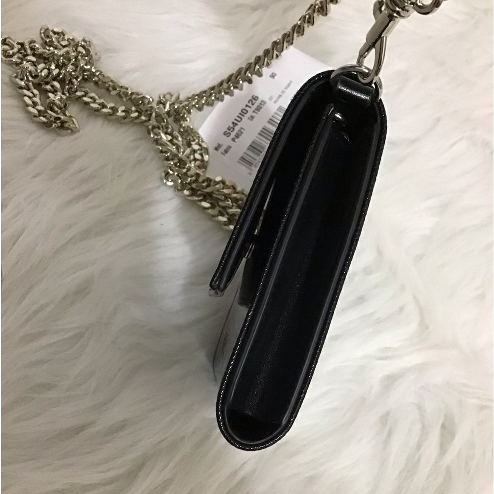MM6 Maison Margiela Logo Black Folding Small Wallet On A Chain - Picture 4 of 16